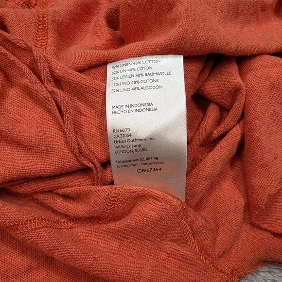 Free People Top Womens S Orange Rosie Drop Waist Tank Raw Cut Asymmetric Hem - Picture 6 of 6